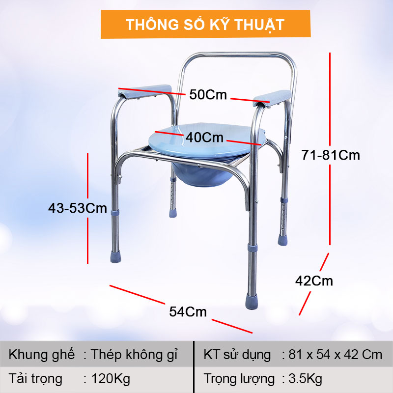 Thông số kỹ thuật ghế bô vệ sinh dành cho người già GK-116