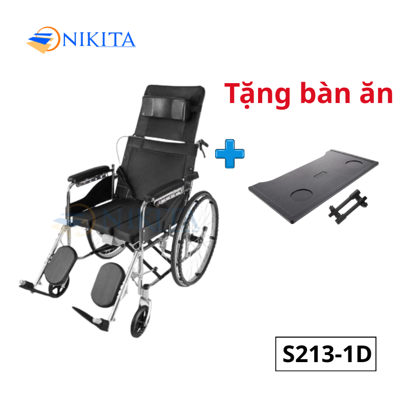Xe lăn tay ngả giường có bô Nikita N213-1D