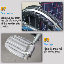 Bánh xe sau - Bàn đạp xe lăn S213-5CR