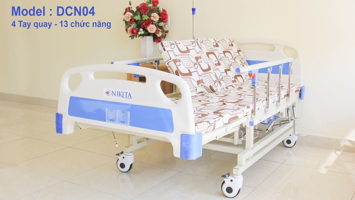 chức năng giường y tế 4 tay quay nghiêng trái phải nikita NKT-DCN04