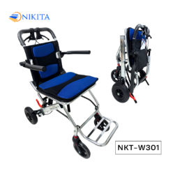 Xe lăn khung inox bánh nhỏ siêu tiện lợi NIKITA NKT-W301