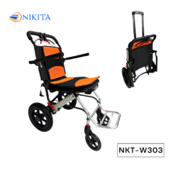 Xe lăn tay khung nhôm bánh lớn có tay kéo như vali NIKITA NKT-W303