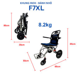 Xe lăn khung inox bánh nhỏ siêu tiện lợi NIKITA NKT-F7XL