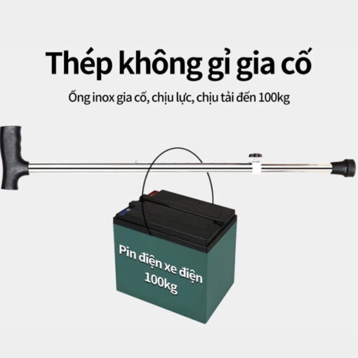 Thân gậy làm từ Thép không gỉ gia cố chắc chắn