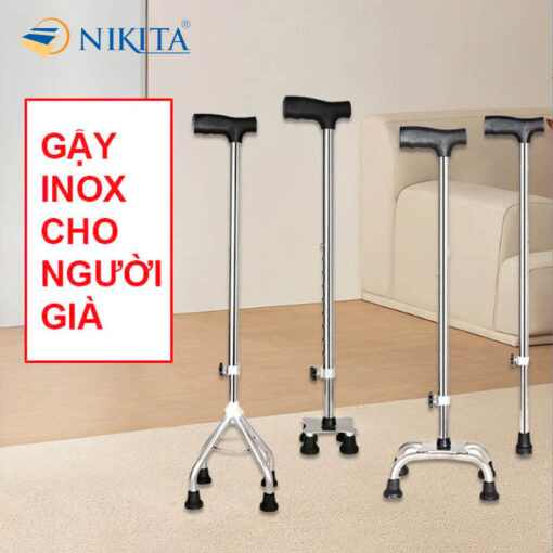 Gậy tập đi inox cho người già chính hãng NIKITA