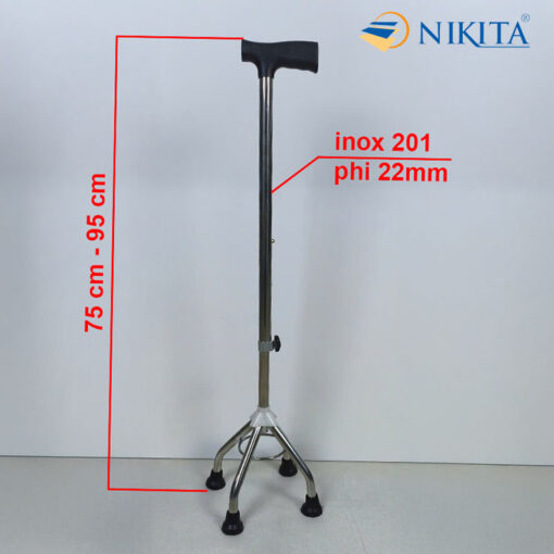 Kích Thước Gậy Tập Đi Inox 4 Chân Nhọn Cho Người Già NIKITA GNG-4NHON