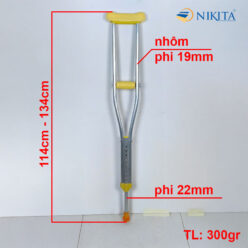 Kích thước nạng chống nách nhôm y tế hỗ trợ bệnh nhân phục hồi NIKITA NKT-KX60-V114