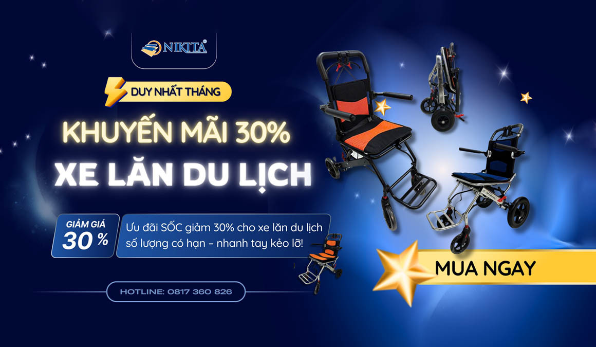 Banner Sale off xe lăn du lịch NIKITA