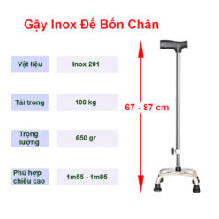 Gậy Chống 4 Chân Tập Đi Cho Người Lớn Tuổi NIKITA GNG-4TU