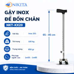 Gậy Chống Tập Đi 4 Chân Vuông Cho Người Già NIKITA GNG-4VUONG