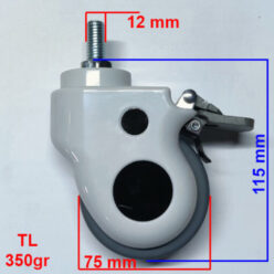 Phụ Kiện Bánh Xe Thay Thế Giường Bệnh 3 Inch (75mm) Tyren M12, Chống Ồn, Có Phanh