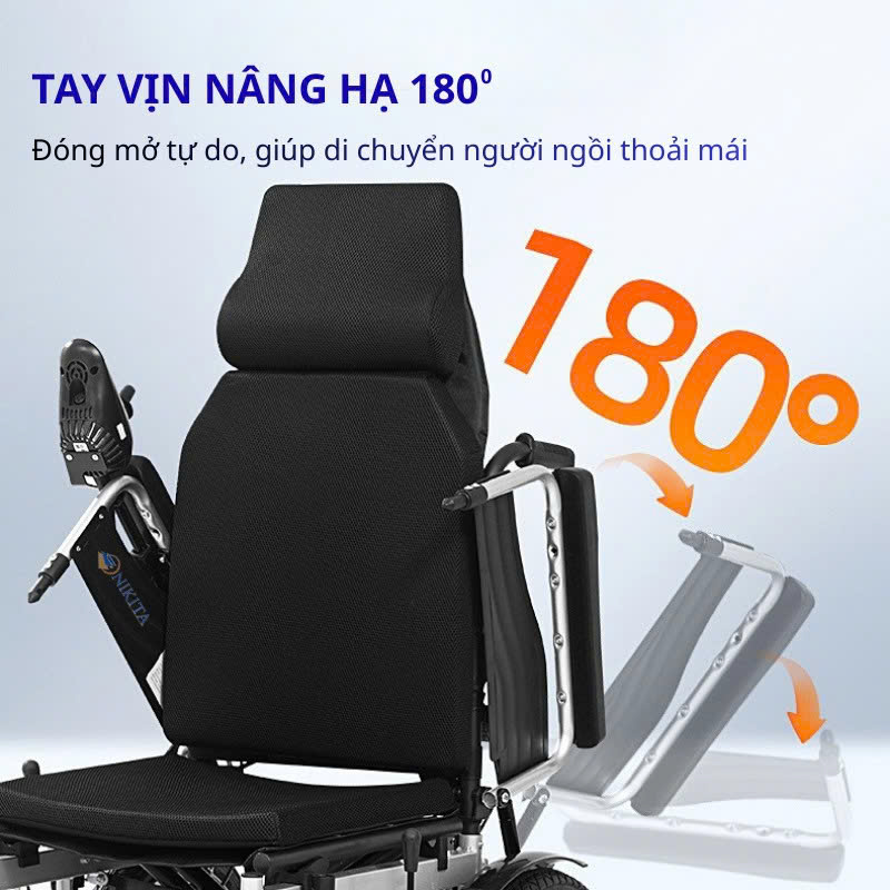 Xe Lăn Điện Cao Cấp Tự Động NKT-W506 Ngả Thành Giường - Ảnh 6