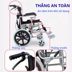 Xe lăn trợ lực có phanh an toàn, gấp gọn Nikita N216-2