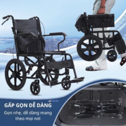 Xe lăn trợ lực có phanh an toàn, gấp gọn Nikita N216-2