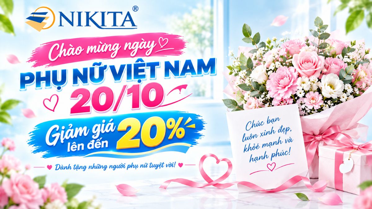 Banner chúc mừng 20/11 giảm giá 20% NIKITA