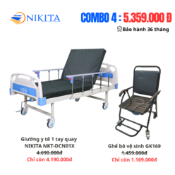 Combo Giường Y Tế DCN01X Và Ghế Bô Vệ Sinh GK169 NIKITA