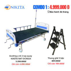 Combo Giường Y Tế DCN02X Và Thang Ghế 3 Bậc NIKITA