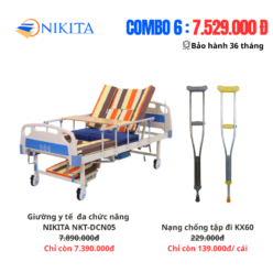 Combo Giường Y Tế DCN05 Và Nạng Chống Tập Đi KX60 NIKITA