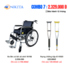 Combo Xe Lăn Có Bô Vệ Sinh W106 Và Nạng Chống Tập Đi KX60 NIKITA